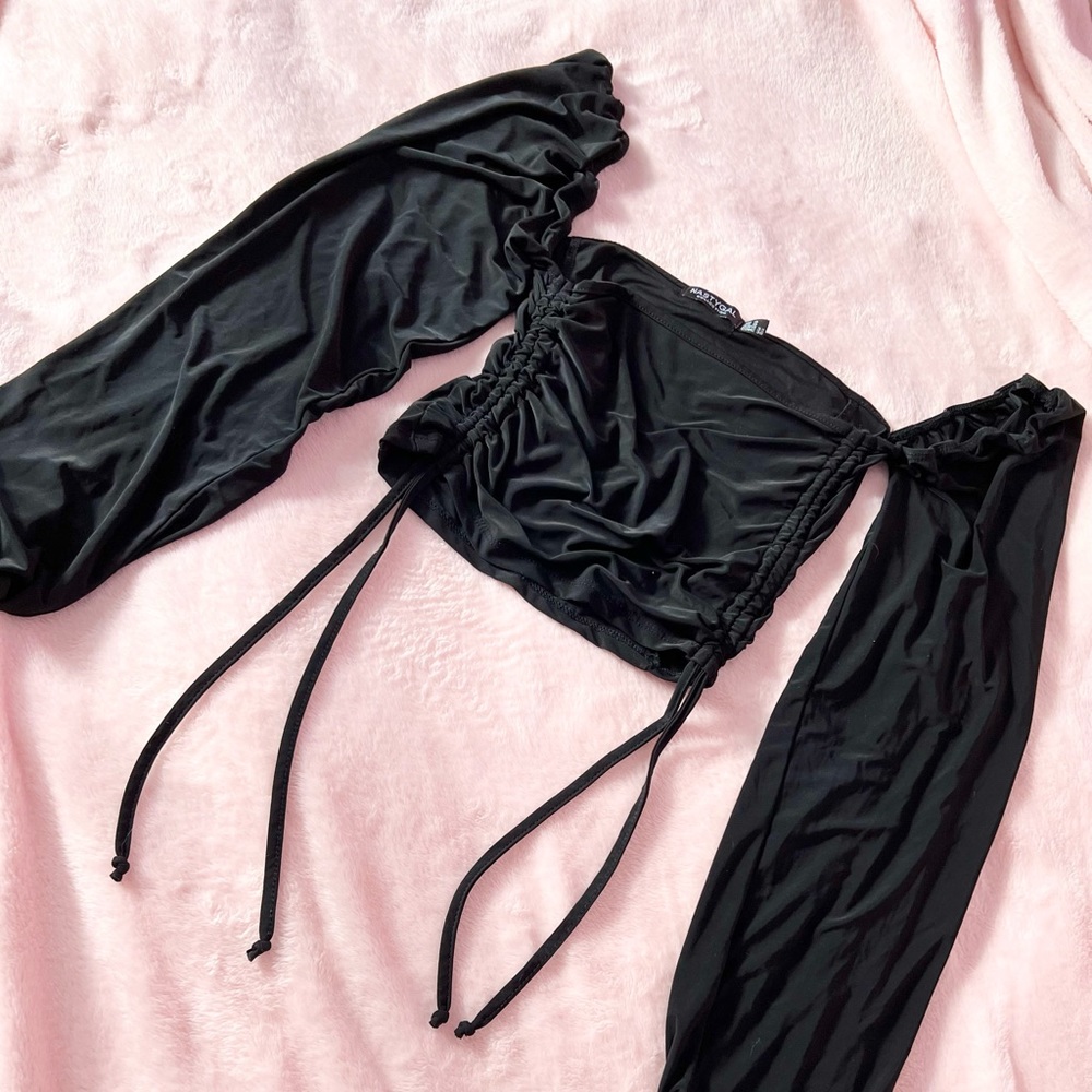 Nasty gal slinky black long sleeve top